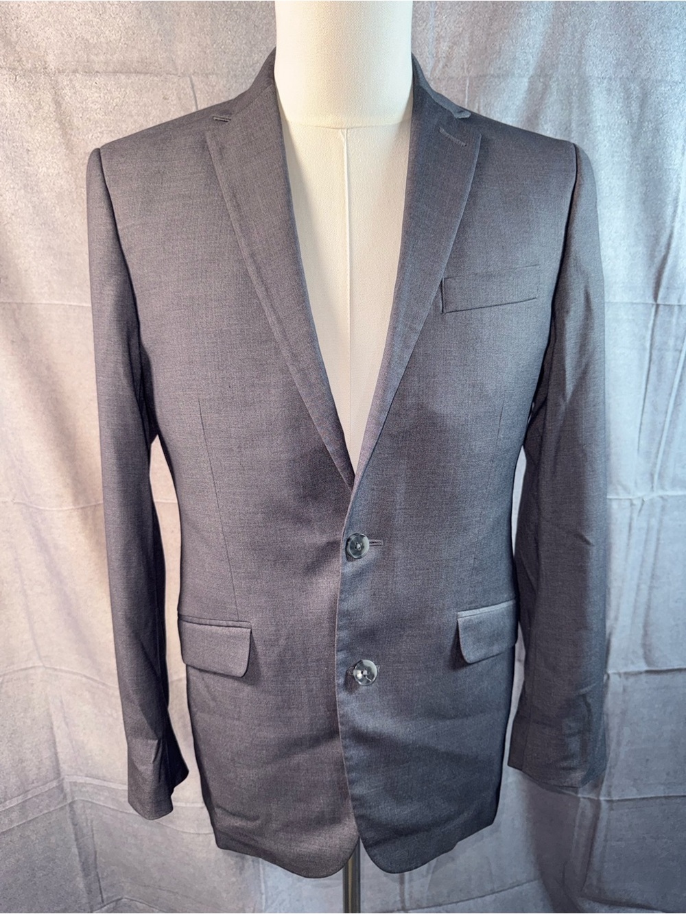 1316-Unlisted by Kenneth Cole Charcoal Gray Two-Button Blazer